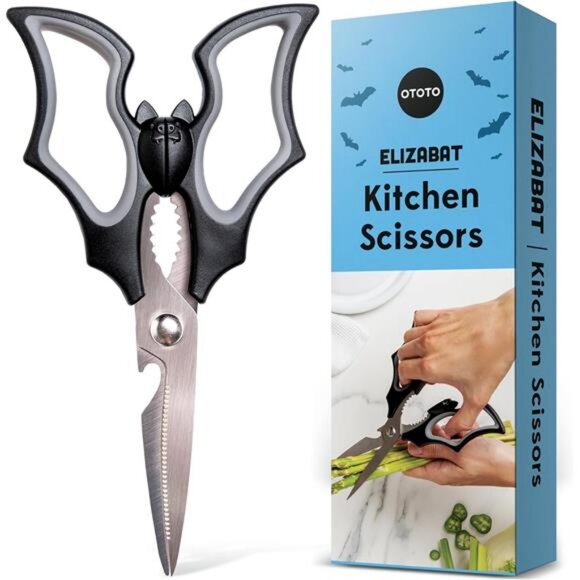 Elizabat Kitchen Scissors - Halloween Goth Cute Bat Kitchen Shears - Picture 1 of 7